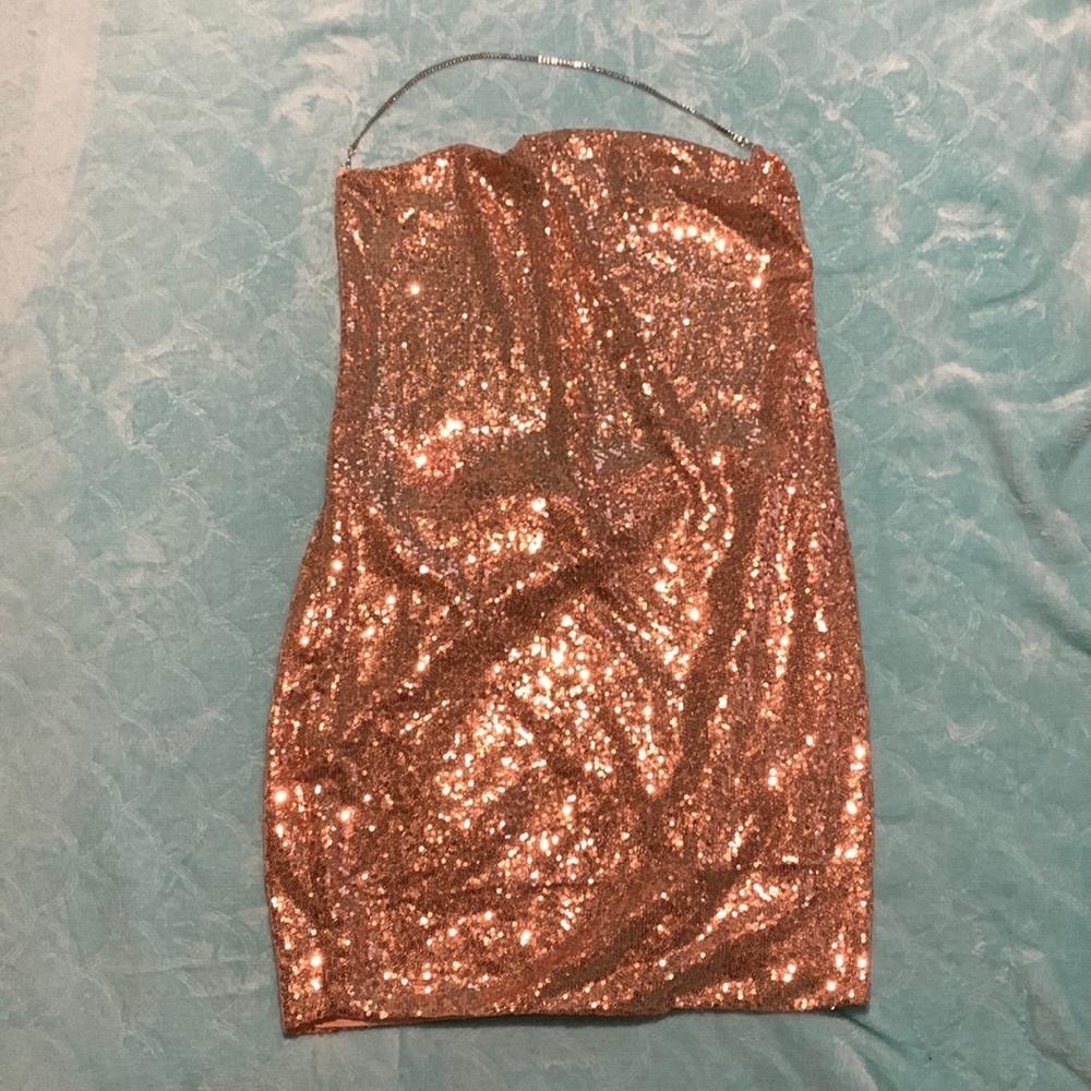 rose good mini chain dress with open back